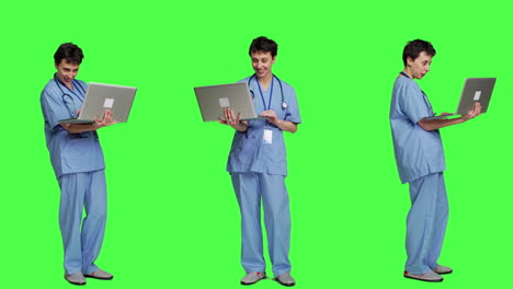 Nurse-attending-online-telemedicine-videocall-on-laptop